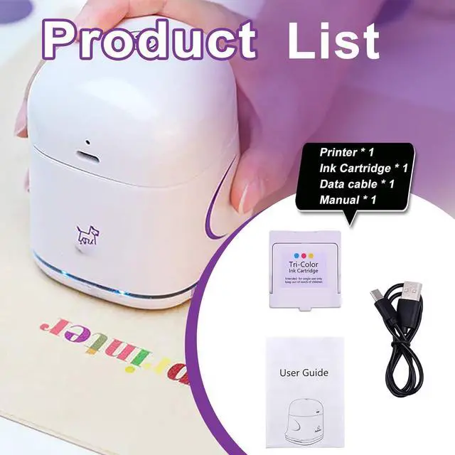 Alt view image 7 of 7 - Mini Handheld Color Printer Portable Inkjet Printer,APP for Customized Text, Barcodes, QR Code,Pictures,Logo,Date,Label,Sticker,Tattoos,for Paper,Wood, Clothes