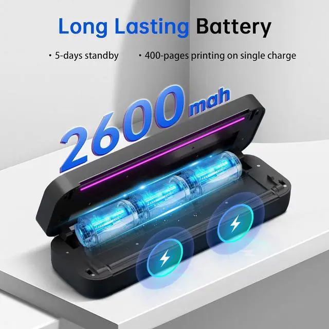 Alt view image 7 of 7 - Portable Printer, Portable Printers Wireless for Travel, Inkless Printer, Support A4&A5 & 8.5 x 11inch Thermal Paper for Office, Travel, Home, School, Support iOS, Android, Windows (Metallic)