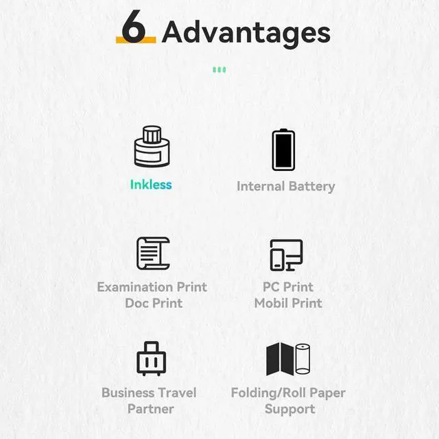 Alt view image 4 of 7 - Thermal Printer, Bluetooth Mobile Printer, Wireless Inkless Printer, Portable Receipt Printer, Mobile Printer for Office School Home