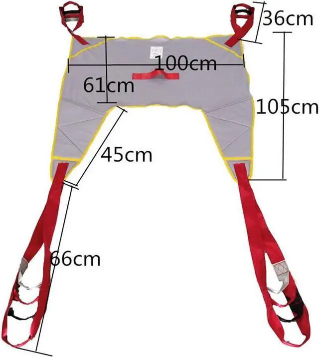 Alt view image 4 of 6 - Patient Transfer Lift Sling Board Belt ransport Belt with Opening for Chest of Drawers Commode Full Body Sling with Handles (Grey)