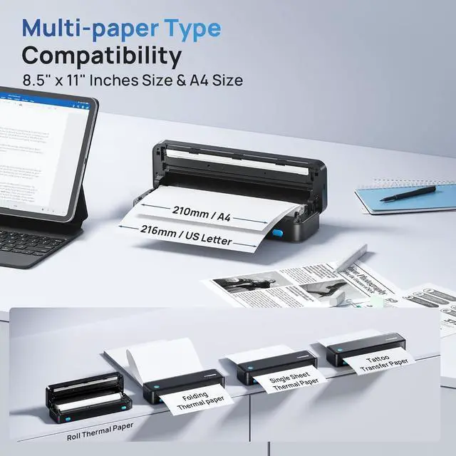 Alt view image 5 of 7 - Portable Printers Wireless for Travel, Receipt Printers, Black