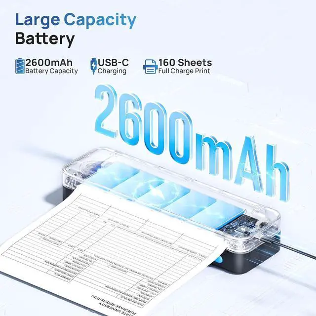 Alt view image 7 of 7 - Portable Printers Wireless for Travel, Receipt Printers, Black