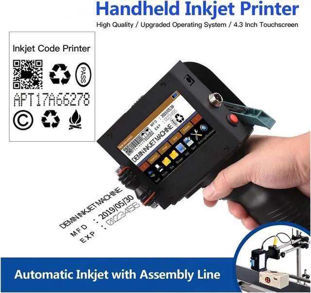 Alt view image 6 of 7 - to Handheld Printer Portable Inkjet Printer Inkjet Code Printer with 4.3 Inch LED Touchscreen Quick-Drying Ink