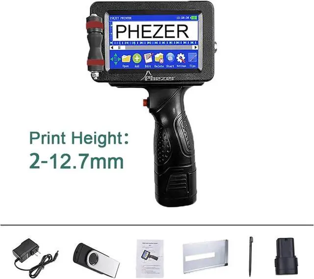 Alt view image 2 of 7 - P16 12.7/25.4mm Portable Printer QR Bar Batch Code Date Number Logo Expiry Date 24 Languages Handheld Inkjet Printer(Only Printer-12.7mm)