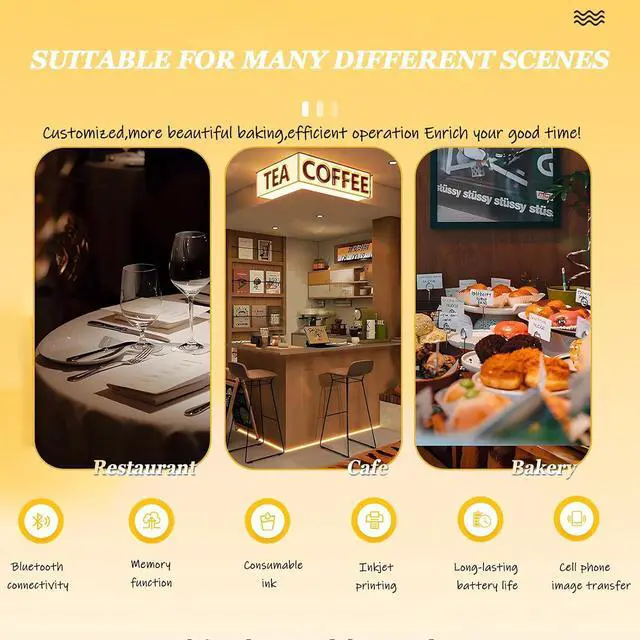 Alt view image 7 of 7 - Handheld Inkjet Printer for Creative Project On Cookie and Latte Art Cake Coffee Dessert Coffee Latte Baking Decoration Holiday Celebration Guest Welcome Bags Black