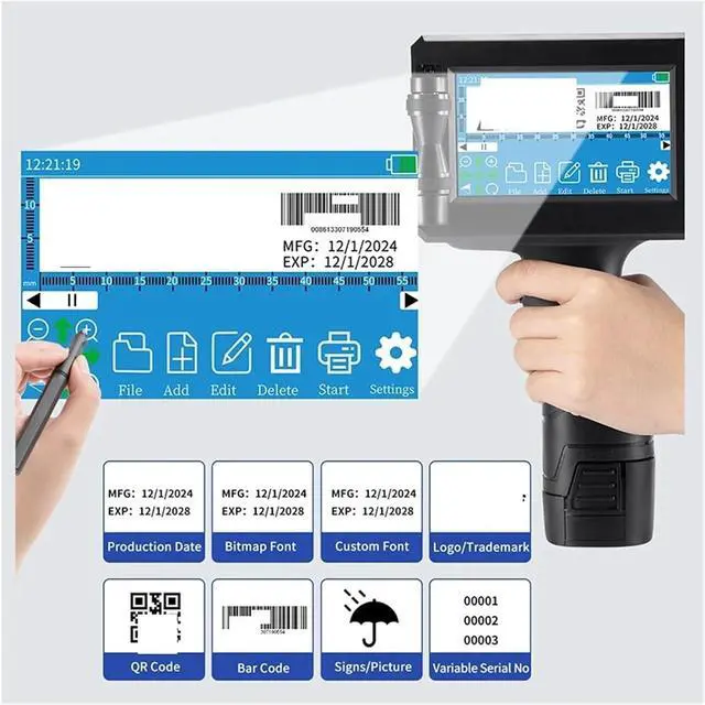 Alt view image 3 of 4 - 12.7MM Printing Gun Batch Coding Machine Logo Code Printer Expiry Date Portable Handheld Inkjet Printer Wide Printing Material