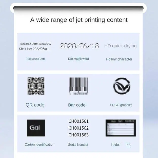 Alt view image 3 of 7 - Smart Handheld Inkjet Printer Small Automatic Printer Production Date Two-Dimensional Code Multifunctional Inkjet Printer,D-F