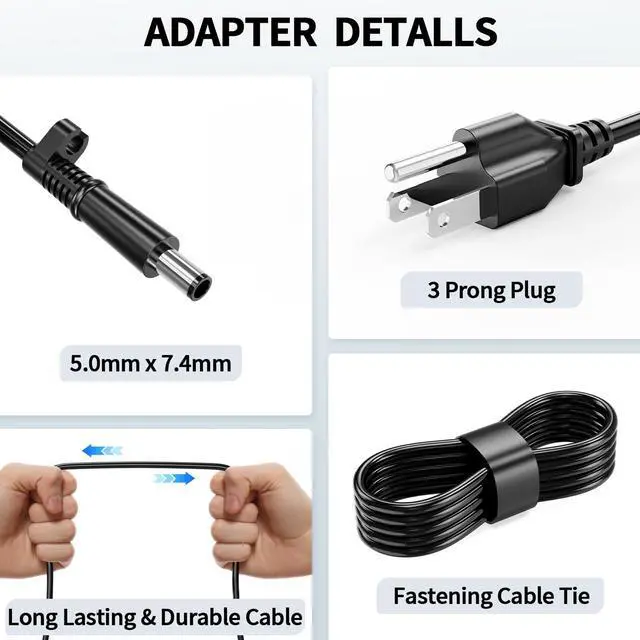 Alt view image 2 of 6 - 180W AC Adapter Fit for Dell Precision 7510 7520 7530 7540 7550 7560 Laptop Charger 180 Watt Dell Power Supply Cord FA180PM111 HA180PM180 DA180PM111 Dock WD19 WD22TB4