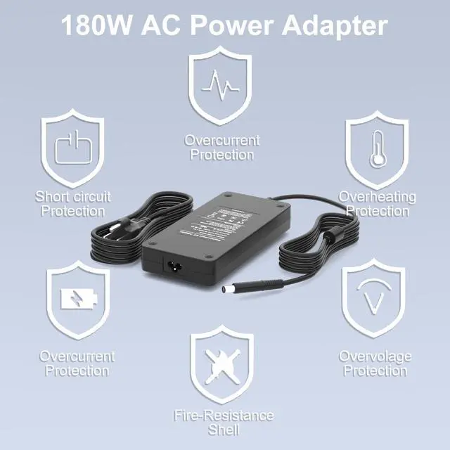 Alt view image 6 of 7 - Quekawi 180W 130W AC Charger Compatible with Dell Docking Station WD19 WD19S WD19TB WD19TBS WD22TB4 WD15 SD25 WD25 D6000 D6000S TB15 TB16 TB18DC K16A K16A001 K17A001 Business Thunderbolt