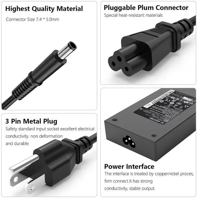 Alt view image 4 of 7 - 180W Adapter Power Supply Cord Fit for Dell Dock WD15 WD19 WD22TB4 K20A001 TB15 TB16 D6000 D6000S Business Monitor Dock WD15 K17A001 Docking Station WD19S WD19TBS WD19TB AC Charger