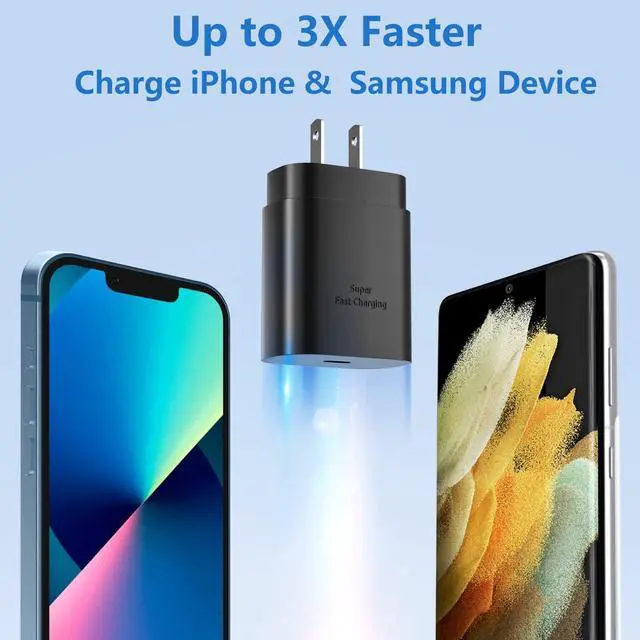 Alt view image 3 of 7 - USB C Wall Charger Adapter, Costyle 3 Pack PD 25W Super Fast Charger Type C Charging Block For Samsung Galaxy S25/S24/S23/S22/S21/S20 Ultra/Plus/S20FE/S10/A13/A53/A71/Note 20 Ultra/10,Pixel 7/6A-Black