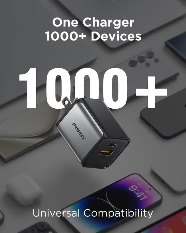 Alt view image 5 of 7 - PISEN 30W USB C Charger - 30 Watt Dual Port PD QC 3.0 GaN Charging Block, 30W USB C Wall Charger, 2-Port 30 Watt Charging Block for iPhone 16/15/14/13 Series, Samsung, Pixel, iPad (Cable Not Included)