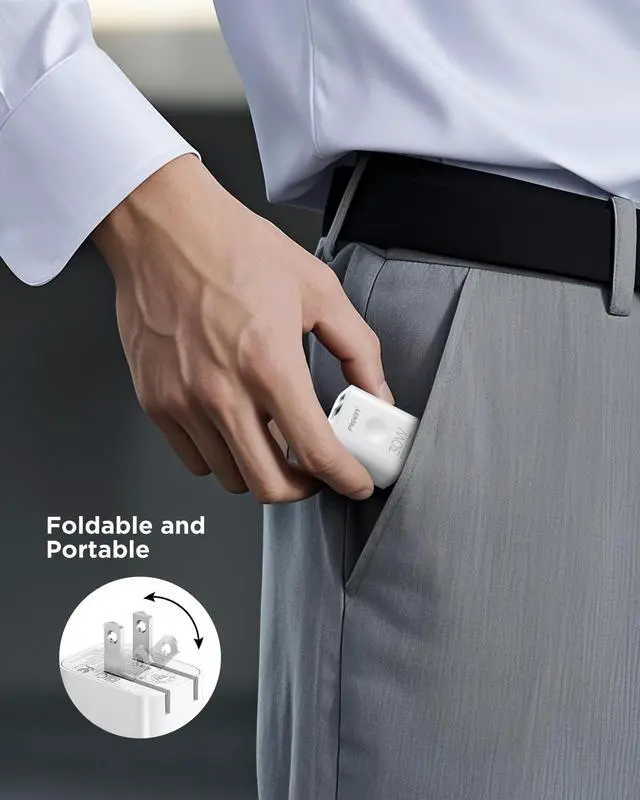 Alt view image 7 of 7 - PISEN 30W USB C Charger - PD QC 3.0 Dual Port Charging Block, 30 Watt USB C Charger with 4 FT Type C to L Cable, 30W Fast Charger with Foldable Plug for iPhone 14 13 12 11 Pro Max XR XS X, iPad