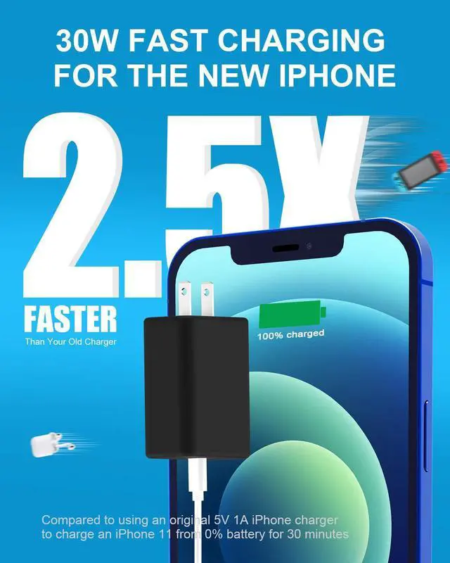 Alt view image 2 of 6 - USB C Charger - NANAMI 30W USB Wall Charger PD3.0 Fast Charging Block for iPad Pro/Air/Mini, Charging Adapter for iPhone 17/17 Air/17 Pro/17 Pro Max/16/15/14/13, MacBook Air,for Samsung Galaxy S25/S24