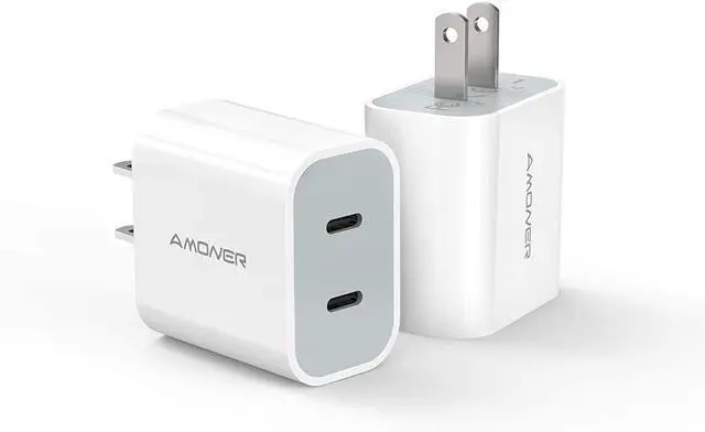 Main image of USB C Charger, Amoner 2Pack Type C Fast Charger, Dual Port 25W PD Fast USB C iPhone Wall Charger Compatible with iPhone 16/16 Pro/15/14/13/12/11/SE/XS, Galaxy, Pixel 4/3 and More