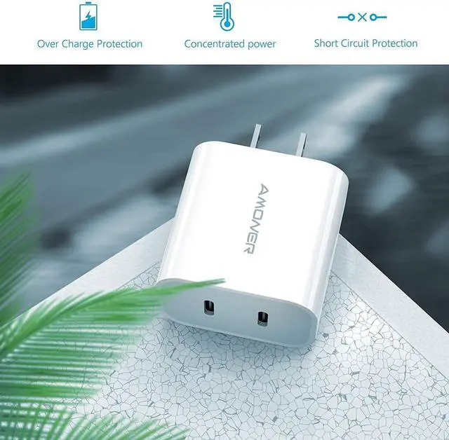 Alt view image 6 of 7 - USB C Charger, Amoner 2Pack Type C Fast Charger, Dual Port 25W PD Fast USB C iPhone Wall Charger Compatible with iPhone 16/16 Pro/15/14/13/12/11/SE/XS, Galaxy, Pixel 4/3 and More