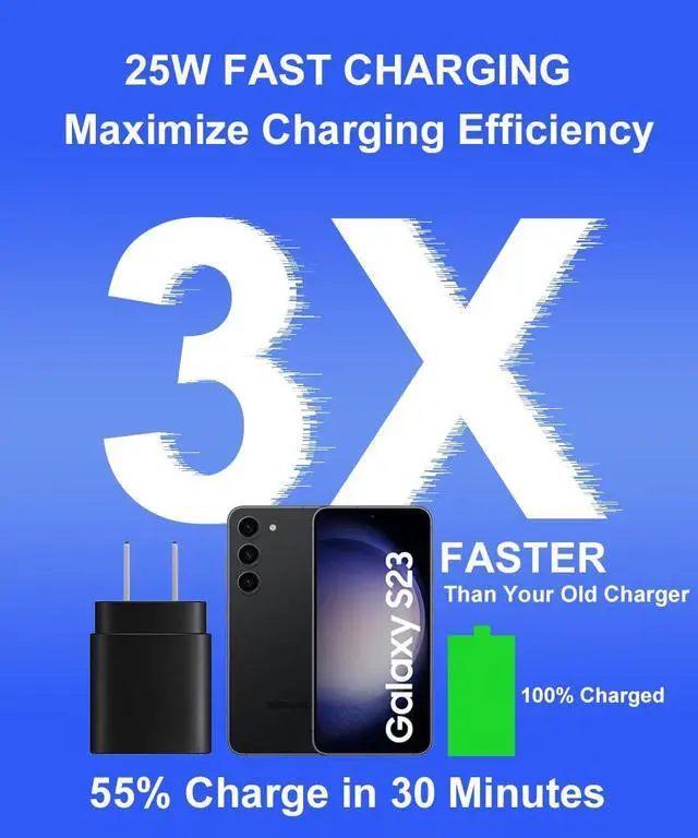 Alt view image 5 of 7 - Samsung USB C Charger Block 25W PD Super Fast Charger Type C Wall Plug Adapter Quick Charging for Samsung Galaxy S25/S24/S23/S22/S21/S20/Z Fold 3/4/5/Note20