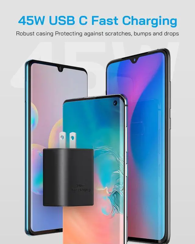 Alt view image 4 of 7 - 45W Fast Charger Type C, USB C Fast Charging Block with 6 FT Type C Charger Fast Charging Cord Compatible with Galaxy S23 Ultra/S23/S23+/S22/S22 Ultra/S22+/S21, Galaxy Tab S8+ (2 Pack