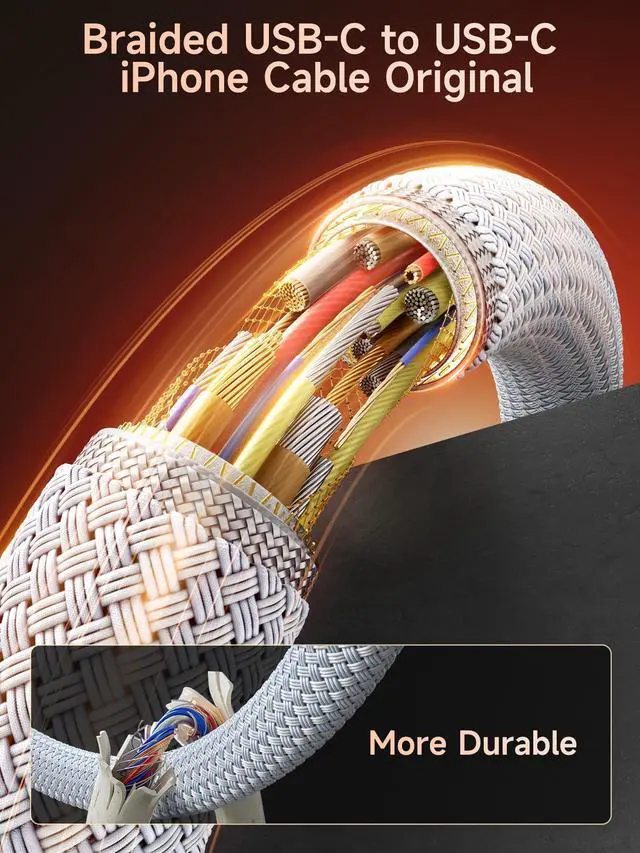 Alt view image 5 of 7 - 30W iPhone 17 Air Fast Charger USB C, [ MFi Certified] i Phone Charger Block with 6.6ft Woven USB C Cable, USBC Wall Chargers Fast Charging for iPhone 16e/16 Plus/16 Pro Max/15/iPad Pro