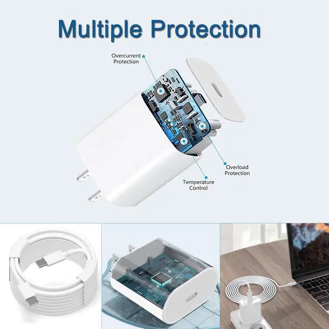 Alt view image 5 of 7 - Pixel 8/7/6/5/4/3 Fast Charger, 2Pack 20W USB C Charging Block for Google Pixel 8/8 Pro/7/7 Pro/7a, 6a/6/Pro, 5/4/3/2/XL, Phone 15, Galaxy, Android Phones + 6FT USB C Cable Cord