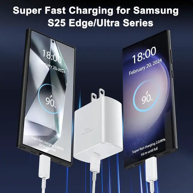 Alt view image 7 of 7 - 45W Samsung Super Fast Charger,2Pack 45W USB C Charger Android Phone Type C Fast Charging Block for Samsung Galaxy S25 Ultra/S25+/S25/S24 Ultra/S24+/S24/S23/S22/S21/Z Fold7/Z Flip7,Tab S10/S9Ultra