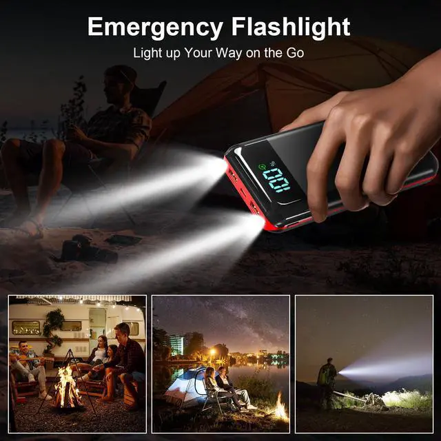 Alt view image 6 of 7 - Portable Charger Power Bank 52800mAh Powerbank PD 30W and QC 4.0 Fast Charging Built-in Bright flashlight LED Display 2 USB 1Type-C Output External Battery Pack for iPhone, Samsung, iPad etc (red)
