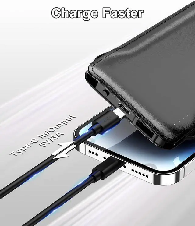 Alt view image 2 of 6 - TG90° Portable Charger with Cords 10000mAh Power Bank with Built in Cables Battery Backup Cell Phone External Battery Pack Compatible with iPhone 17 16 15 14 13 12 Samsung S22 S21 Google iPad etc
