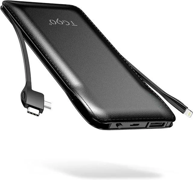 Main image of TG90° Portable Charger with Cords 10000mAh Power Bank with Built in Cables Battery Backup Cell Phone External Battery Pack Compatible with iPhone 17 16 15 14 13 12 Samsung S22 S21 Google iPad etc