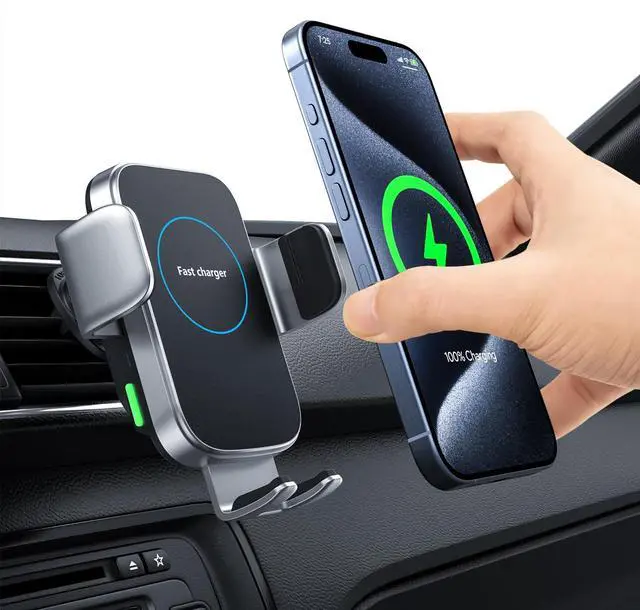 Main image of Wireless Car Charger, 15W Auto-Clamping Charger Mount, Air Vent Car Charging Holder for iPhone 15 14 13 12 11 Pro Max Plus Mini X Xr Xs, Samsung S23 S22 S21 S20 Note 20, Google, LG, etc