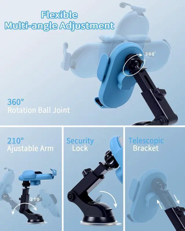 Alt view image 4 of 6 - Wireless Car Charger, Auto-Clamping 3-in-1 Phone Mount - 15W/10W/7.5W Fast Charging Car Accessories Compatible with iPhone 16/15/14/13/12/11/Xs/XR, Samsung S23 Ultra/S22/S21/S20/S10+/S9(Blue)