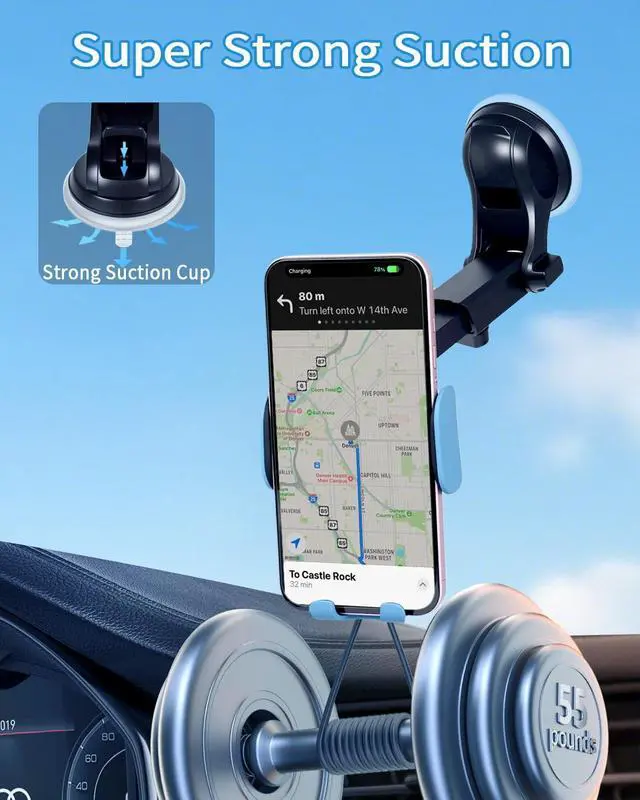 Alt view image 5 of 6 - Wireless Car Charger, Auto-Clamping 3-in-1 Phone Mount - 15W/10W/7.5W Fast Charging Car Accessories Compatible with iPhone 16/15/14/13/12/11/Xs/XR, Samsung S23 Ultra/S22/S21/S20/S10+/S9(Blue)