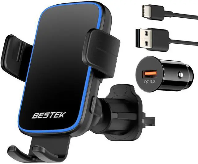 Main image of Wireless Car Charger, BESTEK 15W Fast Charging Auto Clamping Car Phone Holder with QC3.0 Car Charger, Air Vent Car Phone Mount Compatible with iPhone 15/14/13/12/X/8 Series, Samsung, LG,Google