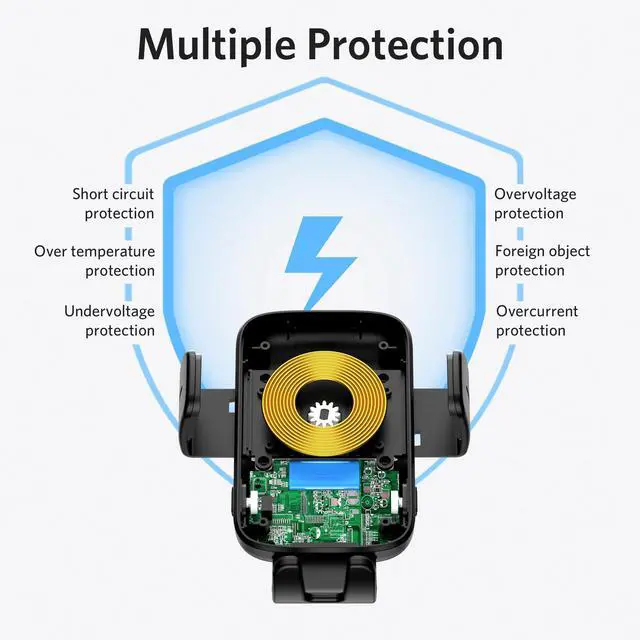 Alt view image 7 of 7 - Wireless Car Charger, BESTEK 15W Fast Charging Auto Clamping Car Phone Holder with QC3.0 Car Charger, Air Vent Car Phone Mount Compatible with iPhone 15/14/13/12/X/8 Series, Samsung, LG,Google