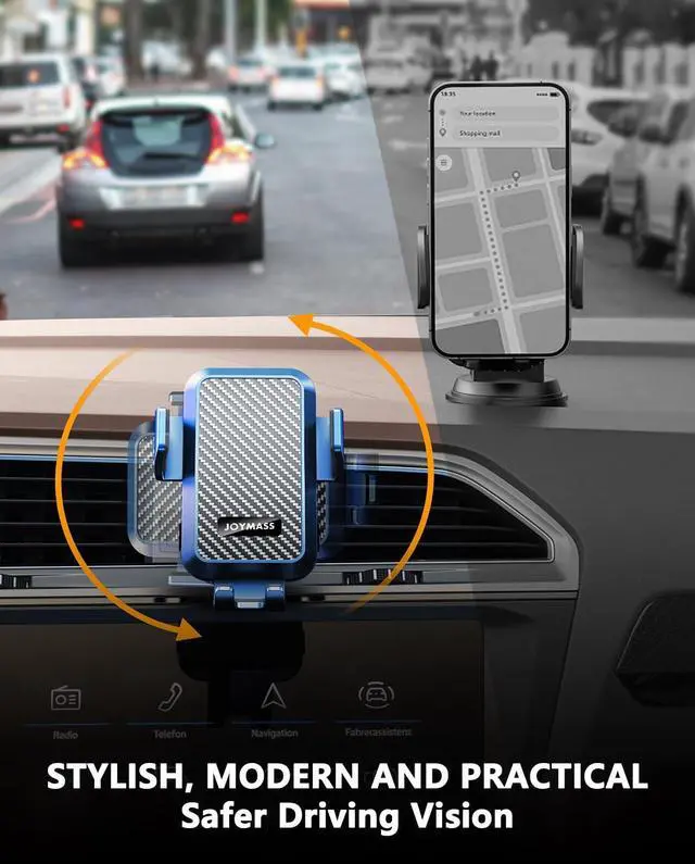 Alt view image 6 of 7 - Wireless Car Charger, JOYMASS 15W Fast Charging Auto Clamping Car Charger Cell Phone Holder Mount Vent for iPhone 15 14 13 12 Mini Pro Max, Samsung Galaxy S24 Ultra S23 S22 S21+ Note 20, etc - Blue