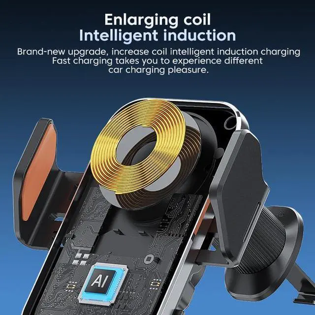 Alt view image 5 of 6 - RAPSRK Wireless Car Charger,15W/10W/7.5W Fast Charging Auto-Clamping Car Charger with Phone Holder for iPhone 17/16/15/14/13/12/11 Pro Max, Samsung Galaxy S23/S22/S21 Ultra