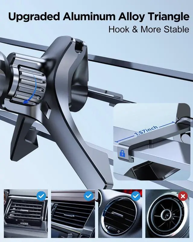 Alt view image 5 of 7 - Lekente Wireless Car Charger, 15W Fast Charging Car Phone Mount | Auto-Clamping Air Vent Car Cell Phone Holder for iPhone 16/15/14/13/12/11 /X/XR/XS /8 Pro Max Mini Plus Samsung Galaxy Series