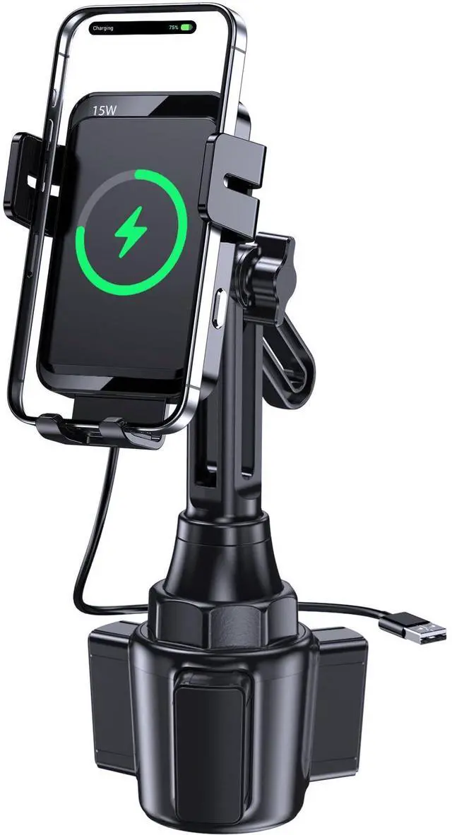 Main image of Wireless Car Charger, MOKPR 15W/10W/7.5W Cup Holder Phone Mount, Auto Clamping Fast Charging Car Mount, Air Vent Phone Holder for iPhone 16 15/14/13/12 pro/12/11/XS/X/8, Samsung S23/S22/S10/S9/S8, etc