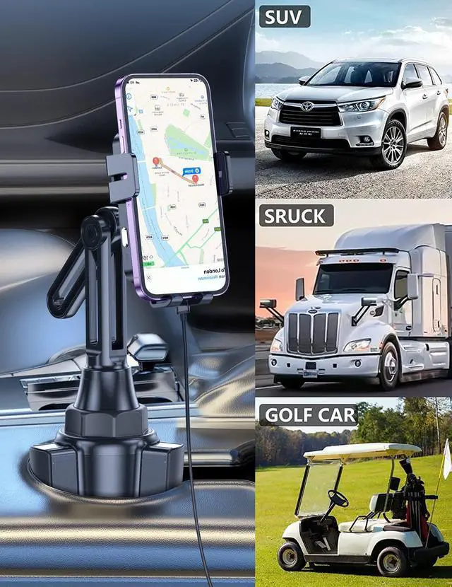 Alt view image 3 of 7 - Wireless Car Charger, MOKPR 15W/10W/7.5W Cup Holder Phone Mount, Auto Clamping Fast Charging Car Mount, Air Vent Phone Holder for iPhone 16 15/14/13/12 pro/12/11/XS/X/8, Samsung S23/S22/S10/S9/S8, etc