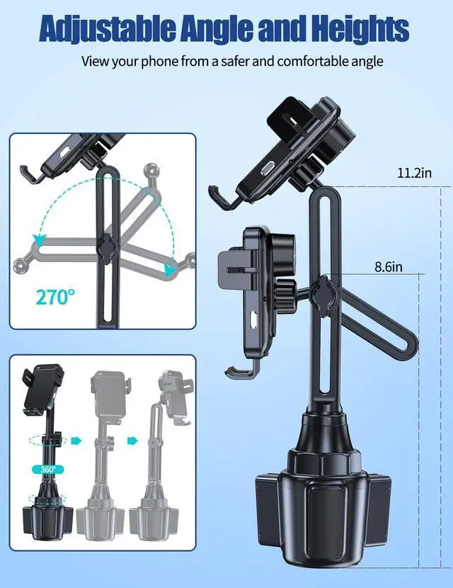 Alt view image 6 of 7 - Wireless Car Charger, MOKPR 15W/10W/7.5W Cup Holder Phone Mount, Auto Clamping Fast Charging Car Mount, Air Vent Phone Holder for iPhone 16 15/14/13/12 pro/12/11/XS/X/8, Samsung S23/S22/S10/S9/S8, etc