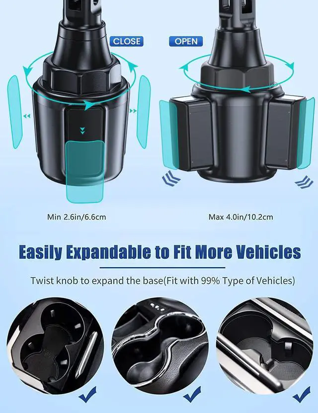 Alt view image 5 of 7 - Wireless Car Charger, MOKPR 15W/10W/7.5W Cup Holder Phone Mount, Auto Clamping Fast Charging Car Mount, Air Vent Phone Holder for iPhone 16 15/14/13/12 pro/12/11/XS/X/8, Samsung S23/S22/S10/S9/S8, etc