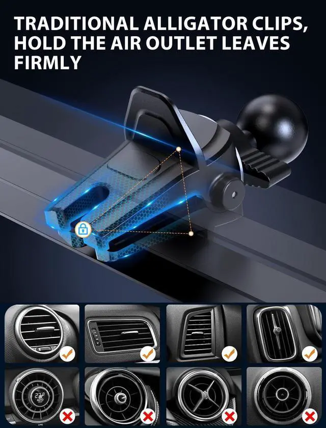 Alt view image 7 of 7 - Wireless Car Charger, MOKPR 15W Fast Charging Auto-Clamping Car Charger Phone Mount Air Vent Cell Phone Holder for iPhone 16/15/14/13/13 Pro/12 pro/12/11, for Samsung Galaxy S23/S22/S21/S20, etc