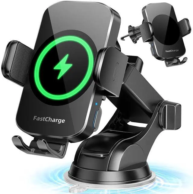 Main image of Wireless Car Charger, Fast Charging Phone Holder 3 in 1 Phone Mount Auto Clamping Car Accessories Compatible with iPhone 17 16 15 14 13 12 11 Xs XR, Samsung S23 Ultra S22 S21 S20/S10+ S9+ Note 9