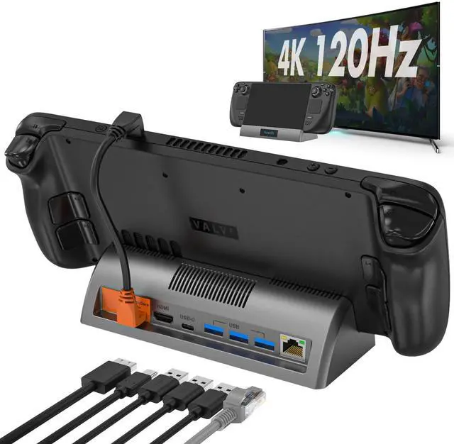 Main image of RuntoGOL Steam Deck Docking Station - 4K@120Hz HDMI, Gigabit Ethernet, 3 USB 3.0 Ports