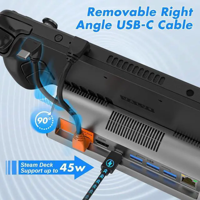 Alt view image 4 of 7 - RuntoGOL Steam Deck Docking Station - 4K@120Hz HDMI, Gigabit Ethernet, 3 USB 3.0 Ports