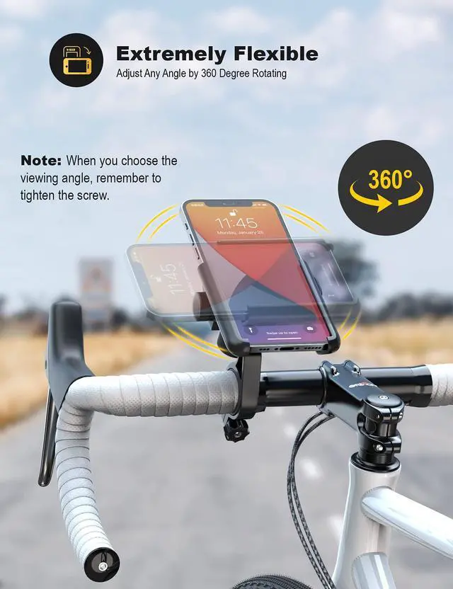 Alt view image 6 of 7 - Grefay Bike Phone Mount Universal Motorcycle Handlebar Phone Holder 1S Quick Release Anti Shake Bicycle Phone Clamp for Road Bike/MTB/Scooter with 360 Rotation for 3.5-7.0 inches Smartphone