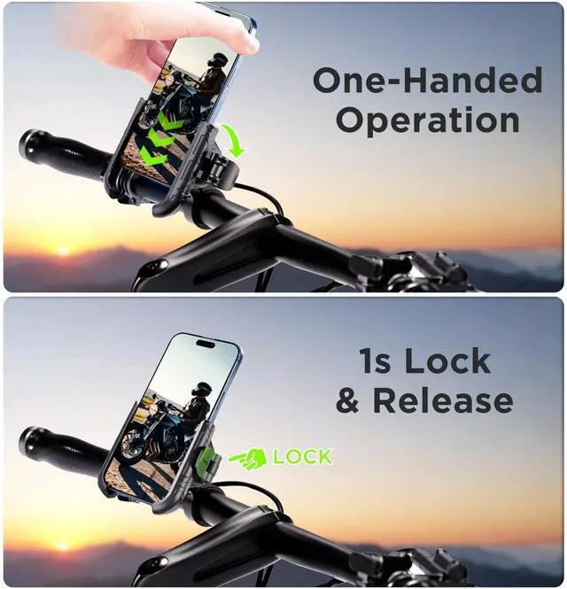 Alt view image 2 of 7 - Thlevel Bike Phone Mount Holder No Block Camera Motorcycle Cell Phone Holder Quick Lock 360° Rotate for iPhone 16 Pro Max for Samsung S25 Ultra 5.4''-7.2'' Smartphone