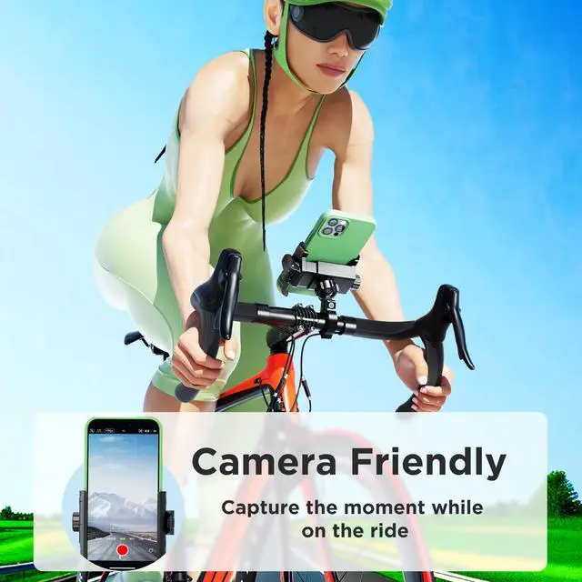 Alt view image 4 of 7 - Thlevel Bike Phone Mount Holder No Block Camera Motorcycle Cell Phone Holder Quick Lock 360° Rotate for iPhone 16 Pro Max for Samsung S25 Ultra 5.4''-7.2'' Smartphone