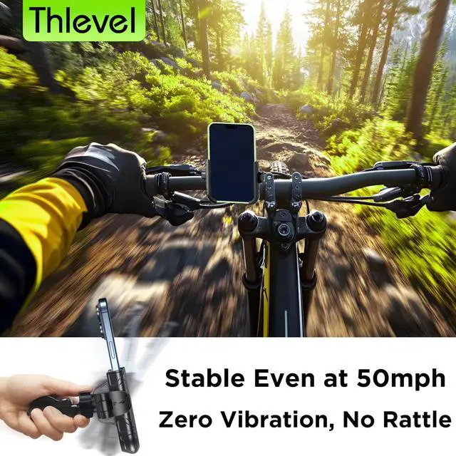 Alt view image 3 of 7 - Thlevel Bike Phone Mount Holder No Block Camera Motorcycle Cell Phone Holder Quick Lock 360° Rotate for iPhone 16 Pro Max for Samsung S25 Ultra 5.4''-7.2'' Smartphone