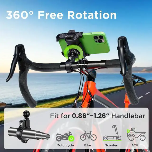 Alt view image 5 of 7 - Thlevel Bike Phone Mount Holder No Block Camera Motorcycle Cell Phone Holder Quick Lock 360° Rotate for iPhone 16 Pro Max for Samsung S25 Ultra 5.4''-7.2'' Smartphone