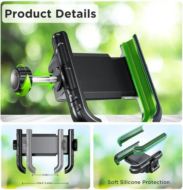 Alt view image 7 of 7 - Thlevel Bike Phone Mount Holder No Block Camera Motorcycle Cell Phone Holder Quick Lock 360° Rotate for iPhone 16 Pro Max for Samsung S25 Ultra 5.4''-7.2'' Smartphone